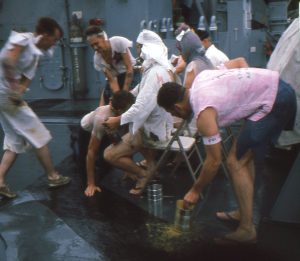 Ron Kramer as AG-2 aboard USS Calcaterra during 1956–1966 Deep Freeze deployment