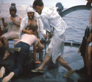Ron Kramer as AG-2 aboard USS Calcaterra during 1956–1966 Deep Freeze deployment