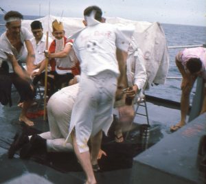 Ron Kramer as AG-2 aboard USS Calcaterra during 1956–1966 Deep Freeze deployment