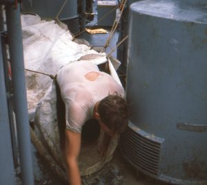 Ron Kramer as AG-2 aboard USS Calcaterra during 1956–1966 Deep Freeze deployment