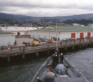 Ron's journey entering Otago Harbor and mooring at Dunedin's Victoria Wharf