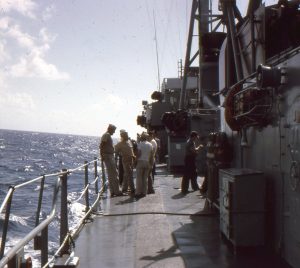 Ron Kramer as AG-2 aboard USS Calcaterra during 1956–1966 Deep Freeze deployment