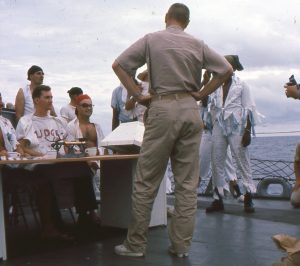 Ron Kramer as AG-2 aboard USS Calcaterra during 1956–1966 Deep Freeze deployment