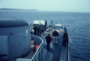 USS Calcaterra at Auckland Islands during 1966 Antarctic scientific mission