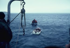 USS Calcaterra at Auckland Islands during 1966 Antarctic scientific mission