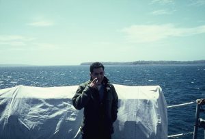 USS Calcaterra at Auckland Islands during 1966 Antarctic scientific mission