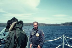 USS Calcaterra at Auckland Islands during 1966 Antarctic scientific mission