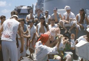 US sailors participating in the Crossing the Equator Ceremony near Fremantle, Perth.