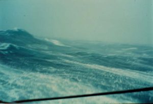 Typical sea conditions during the Antarctic storms.