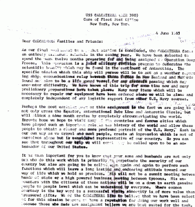 USS Calcaterra's commanding officer sent several letters to crew member families