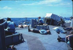Sunning on deck