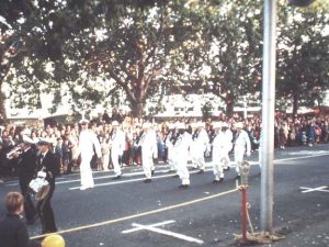 Gary crew members marching in Dunedin Festiva