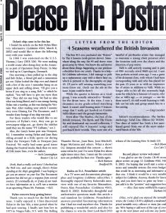 Letter to the editor Goldmine by Archie Cunningham commenting