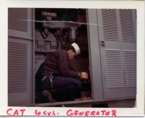 Mike Daly checking out CAT six Cylinder Generator