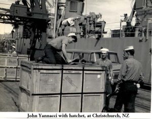 John Yannacci with hatchet at christchurch NZ