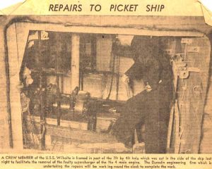 Repair to picket ship Newspaper