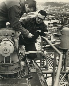 George Slivka and Louie Spano removing the SPS antenna