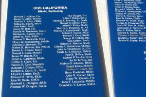 Plaque for USS California showing Thomas J Gary name