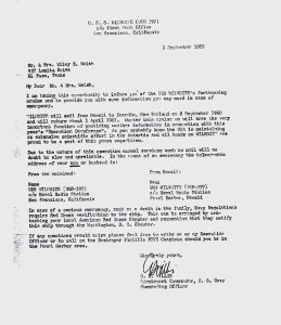 Letter from CH Willis announcing Deep Freeze deployment